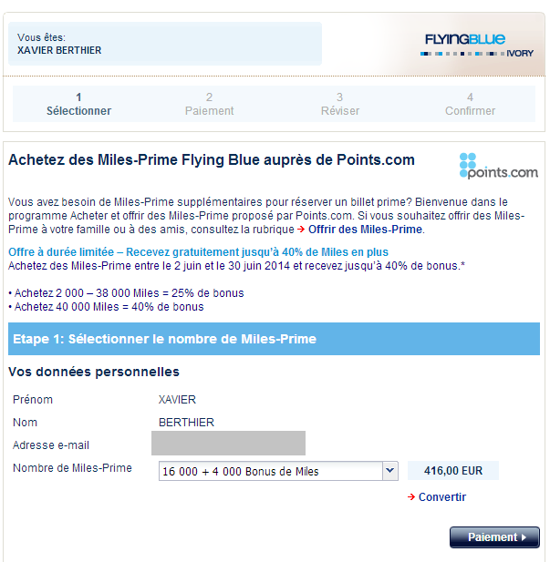 achat de miles Air France pour payer un billet avion moins cher